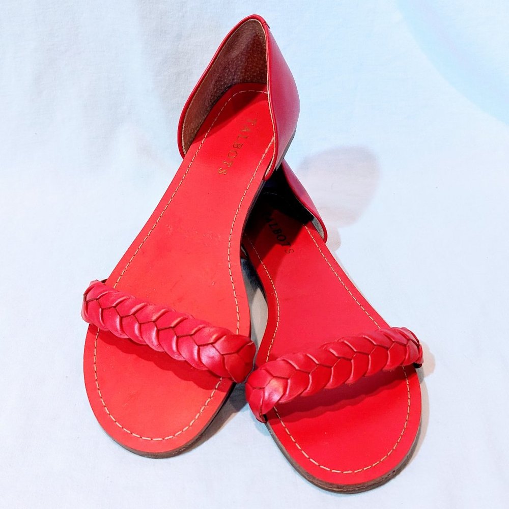 Talbots Red Braided Flat Sandals Sz 8